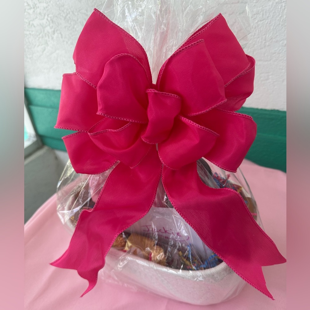 Bows Two Handmade Pink Wired Ribbon 10” x 8” & 9” X 7”